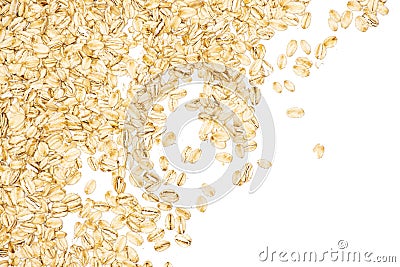 Flat raw rolled oats isolated on white Stock Photo