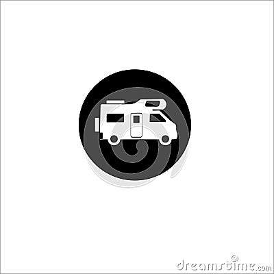 Flat Recreational Vehicles Icons set, motorhome Stock Photo