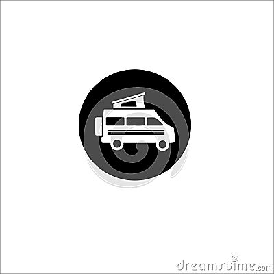 Flat Recreational Vehicles Icons set, motorhome Stock Photo