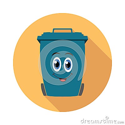 Flat recycling wheelie bin cartoon icon, vector Vector Illustration