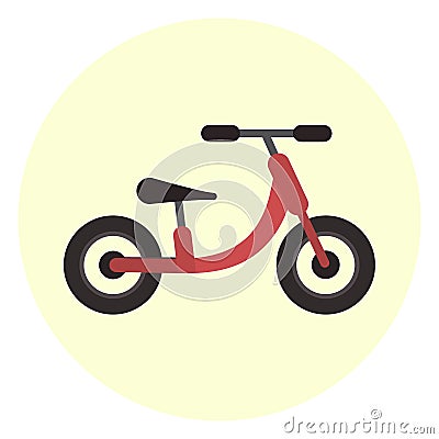 Flat red kids balance bike icon Stock Photo