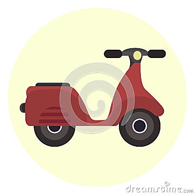 Flat red scooter icon, motor bicycle. Modern youth city transport Stock Photo