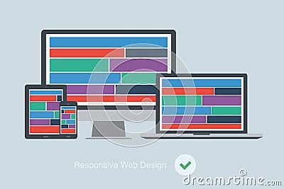 Flat responsive web design device Vector Illustration