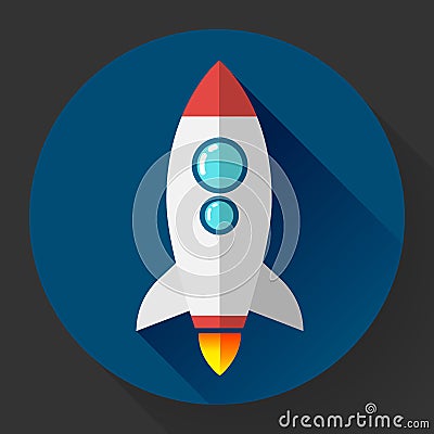 Flat rocket icon. Startup concept. Project development Vector Illustration