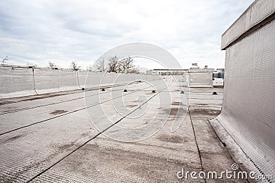 Flat roof with roofing Stock Photo