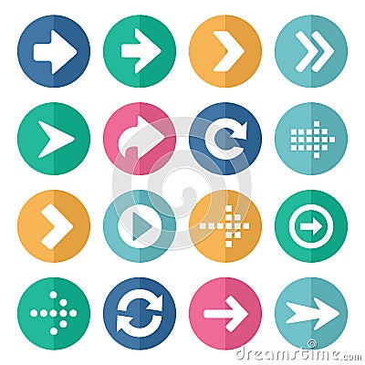 Flat and round arrow icons Vector Illustration