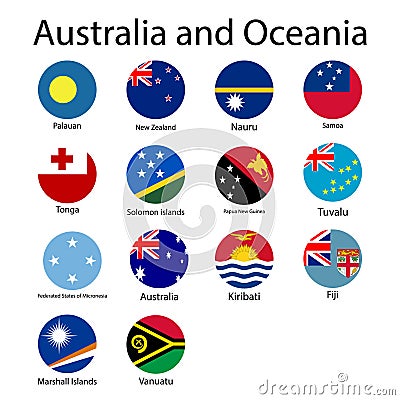 Flat Round Flags Of Oceania - Full Vector CollectionVector Set of Oceanian Flag Icons Australia and Oceania Vector Illustration