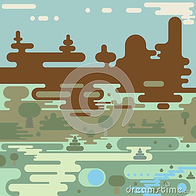 Flat rounded landscape design Vector Illustration