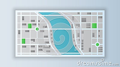 flat of route navigation location city map Vector Illustration
