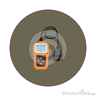 Flat scanner icon for auto diagnostics Vector Illustration