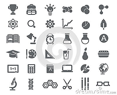 Flat School Icons Vector Collection Vector Illustration