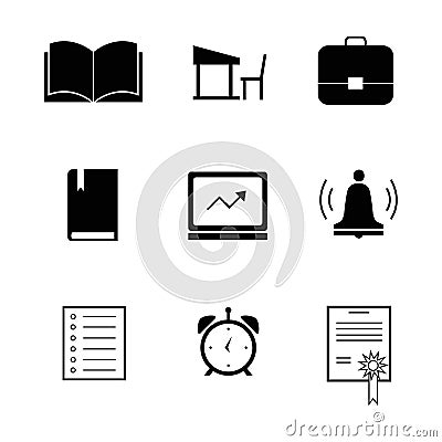 Flat school icons Vector Illustration