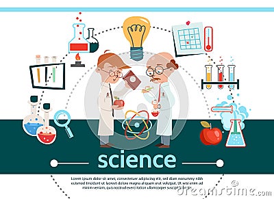 Flat Science Composition Vector Illustration