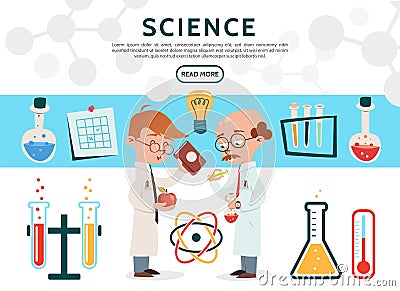 Flat Science Icons Set Vector Illustration