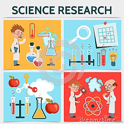 Flat Science Research Concept Vector Illustration