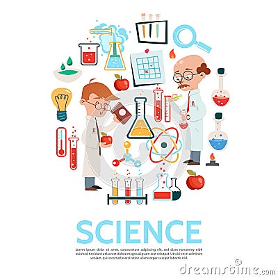 Flat Science Round Concept Vector Illustration