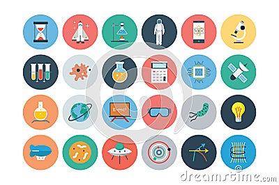 Flat Science and Technology Icons 1 Stock Photo