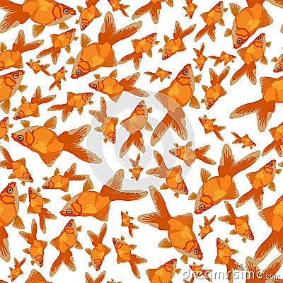 Flat seamless goldfish pattern Vector Illustration