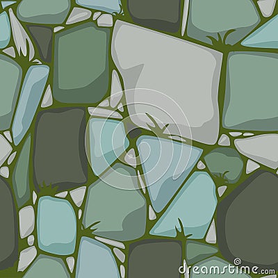 Flat Seamless stone texture. Colored Stones background. Vector cartoon Seamless texture. Vector Illustration