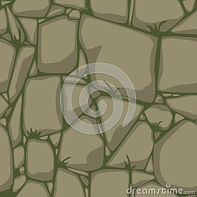 Flat Seamless stone texture. Stones background. Vector cartoon Seamless texture. Vector Illustration