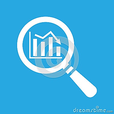 Flat search icon of graph going down Vector Illustration