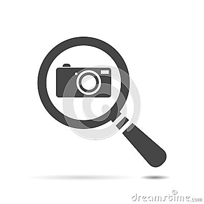 Flat search icon with photo camera Vector Illustration