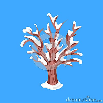 Flat seasonal shaded tree isolated on blue Stock Photo