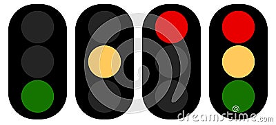 Flat semaphore, traffic light icons, symbols. Transportation, tr Vector Illustration