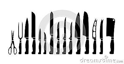 Flat set kitchen knives Vector Illustration