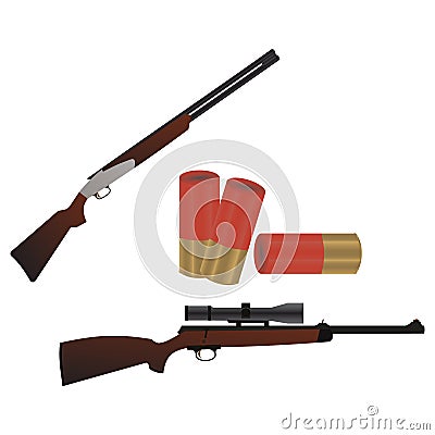 Flat set of weapons guns and rifles isolated on white background vector illustration Vector Illustration