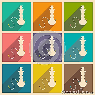 Flat with shadow concept and mobile application hookah shisha Vector Illustration