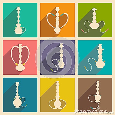 Flat with shadow concept and mobile application hookah shisha Vector Illustration