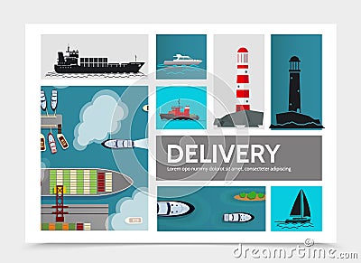 Flat Shipping Composition Vector Illustration