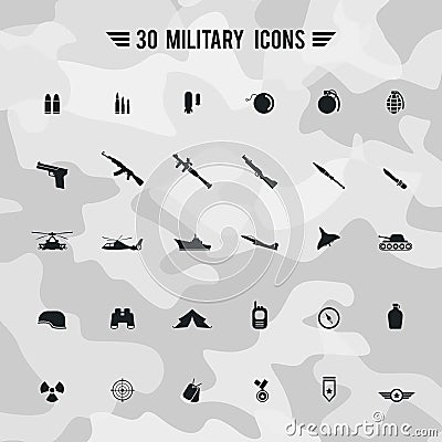 Flat silhouette military army and soldier weapon transportion icon Vector Illustration