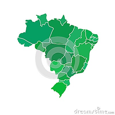 Flat simple Brazil map Vector Illustration