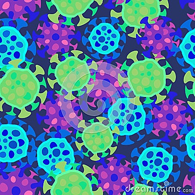 Flat simple cartoon bacterium seamless science pattern Vector Illustration