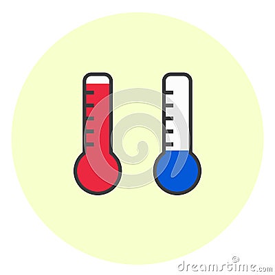 Flat simple hot and cold temperature icons. Thermometer symbol Stock Photo