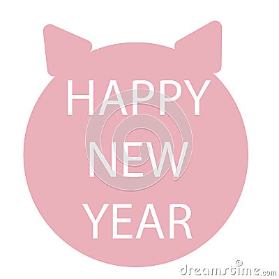 Flat simple style piglet Chinese zodiac symbol of the year. Happy New Year vector illustration. Cartoon Illustration