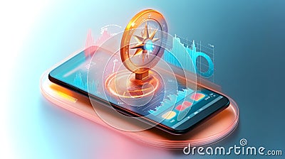 Smartphone displaying advanced wind forecast application with interactive features Stock Photo