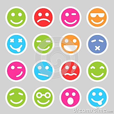 Flat smiley icons Vector Illustration