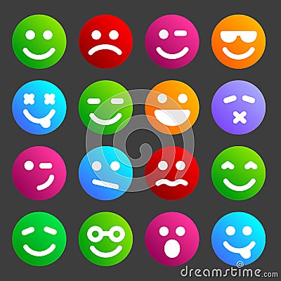 Flat smiley icons Vector Illustration