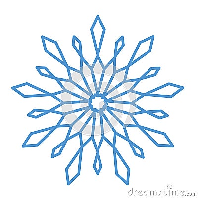 Flat snowflakes. Winter snowflake crystals, christmas snow shapes and frosted cool blue icon, cold xmas season frost snowfall Vector Illustration