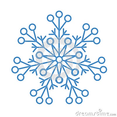 Flat snowflakes. Winter snowflake crystals, christmas snow shapes and frosted cool blue icon, cold xmas season frost snowfall Vector Illustration