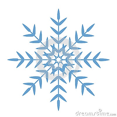 Flat snowflakes. Winter snowflake crystals, christmas snow shapes and frosted cool blue icon, cold xmas season frost snowfall Vector Illustration