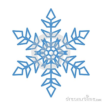 Flat snowflakes. Winter snowflake crystals, christmas snow shapes and frosted cool blue icon, cold xmas season frost snowfall Vector Illustration