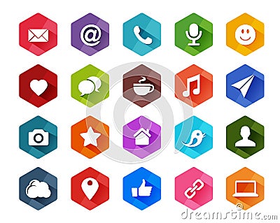 Flat Social Media Icons for Light Background Vector Illustration