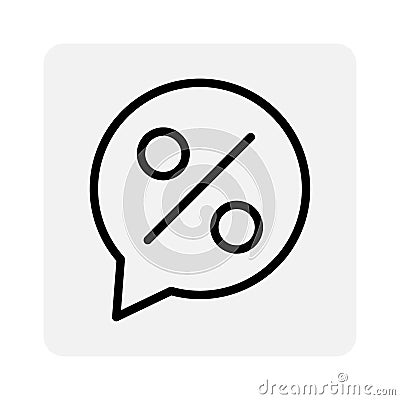 Flat speech percentage icon for promotion design. Sale coupon price tag icon. Vector illustration. stock image. Vector Illustration