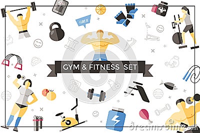 Flat Sport And Fitness Template Vector Illustration