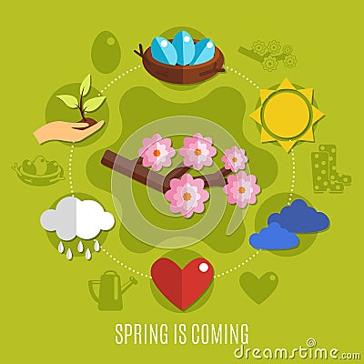 Flat Spring Easter Concept Vector Illustration