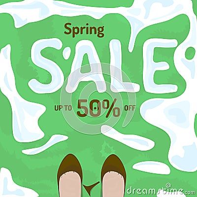 Flat spring sale vector banner, poster, flyer template Vector Illustration